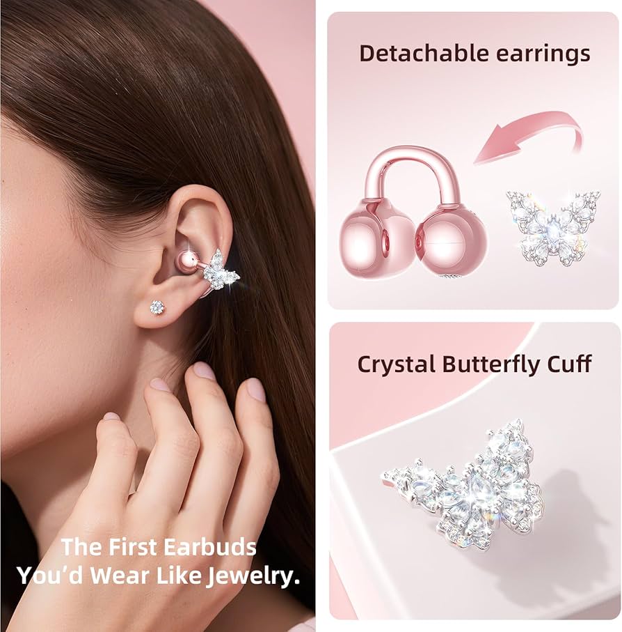 Crystal Clip-On Jewelry-Style Bluetooth Earbuds