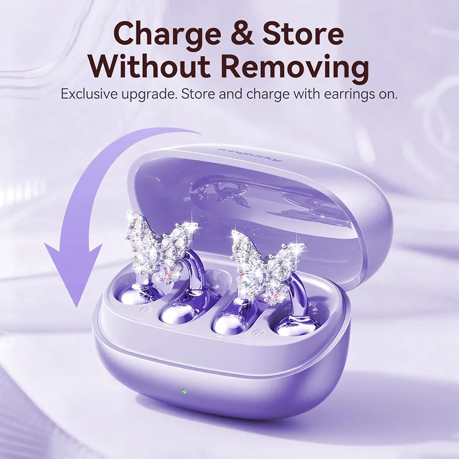 Crystal Clip-On Jewelry-Style Bluetooth Earbuds 5
