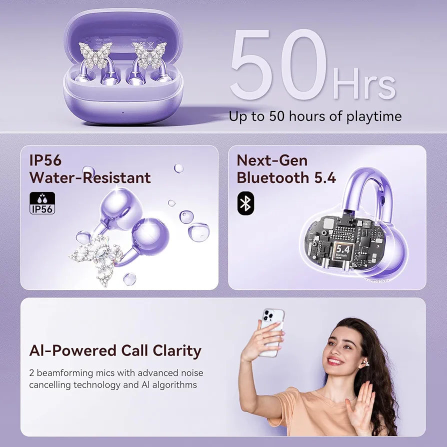 Crystal Clip-On Jewelry-Style Bluetooth Earbuds 6